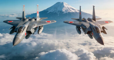 Японские истребители F-15J над океаном