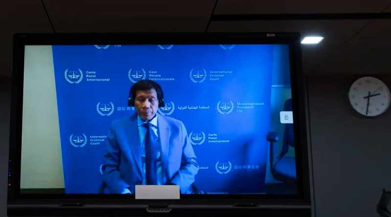 Бывший президент Филиппин Родриго Дутерте в зале суда в Гааге